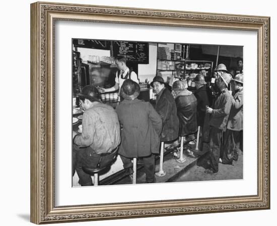 Construction Workers Taking a Lunch Break, Construction of the Queens Midtown Tunnel,New York City-Carl Mydans-Framed Photographic Print