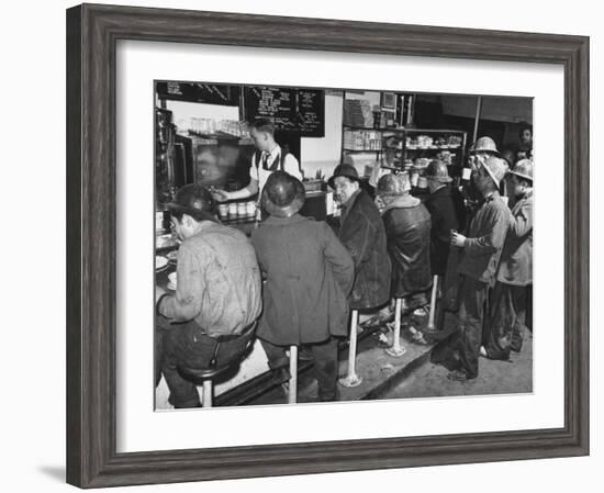 Construction Workers Taking a Lunch Break, Construction of the Queens Midtown Tunnel,New York City-Carl Mydans-Framed Photographic Print