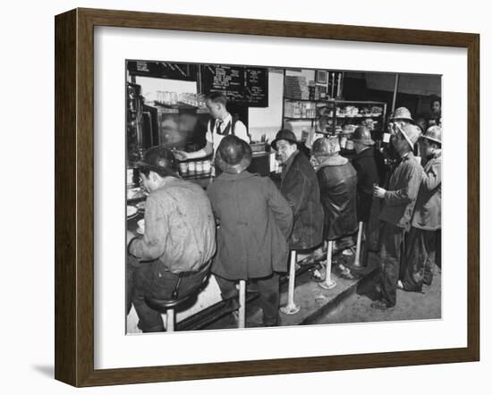 Construction Workers Taking a Lunch Break, Construction of the Queens Midtown Tunnel,New York City-Carl Mydans-Framed Photographic Print