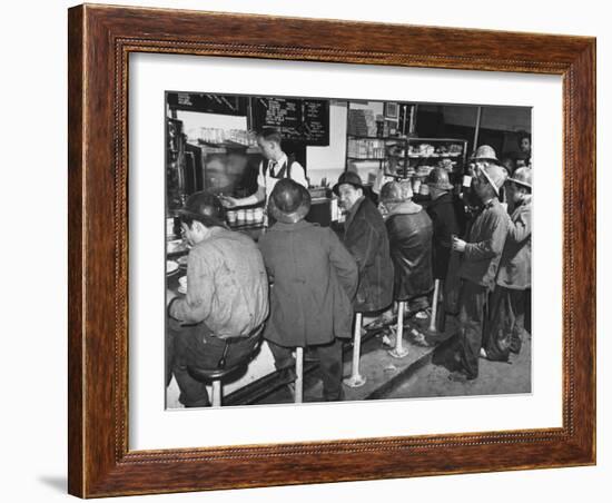 Construction Workers Taking a Lunch Break, Construction of the Queens Midtown Tunnel,New York City-Carl Mydans-Framed Photographic Print