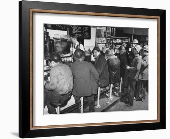 Construction Workers Taking a Lunch Break, Construction of the Queens Midtown Tunnel,New York City-Carl Mydans-Framed Photographic Print