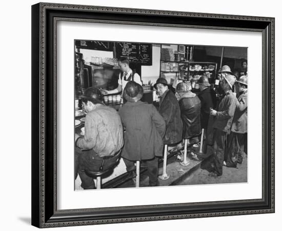 Construction Workers Taking a Lunch Break, Construction of the Queens Midtown Tunnel,New York City-Carl Mydans-Framed Photographic Print