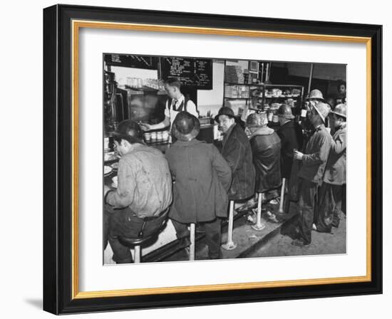 Construction Workers Taking a Lunch Break, Construction of the Queens Midtown Tunnel,New York City-Carl Mydans-Framed Photographic Print