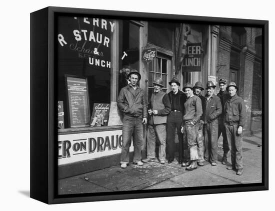 Construction Workers Taking Lunch Break During Construction of Queens Midtown Tunnel, NYC-Carl Mydans-Framed Premier Image Canvas