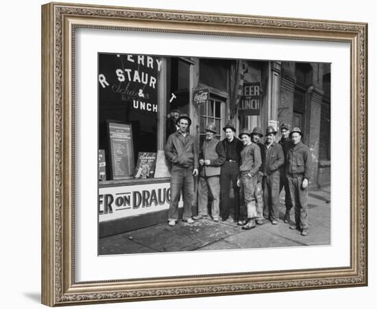 Construction Workers Taking Lunch Break During Construction of Queens Midtown Tunnel, NYC-Carl Mydans-Framed Photographic Print