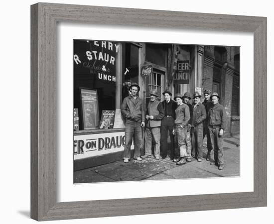 Construction Workers Taking Lunch Break During Construction of Queens Midtown Tunnel, NYC-Carl Mydans-Framed Photographic Print