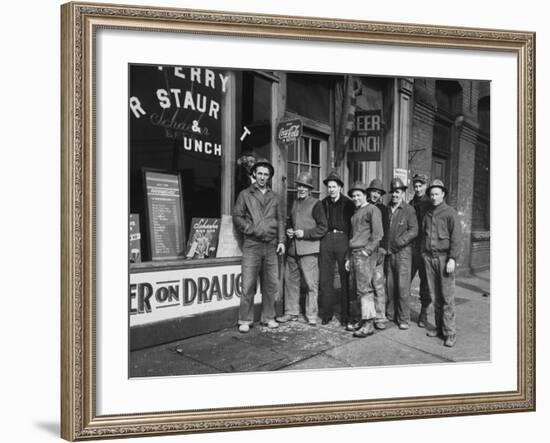 Construction Workers Taking Lunch Break During Construction of Queens Midtown Tunnel, NYC-Carl Mydans-Framed Photographic Print