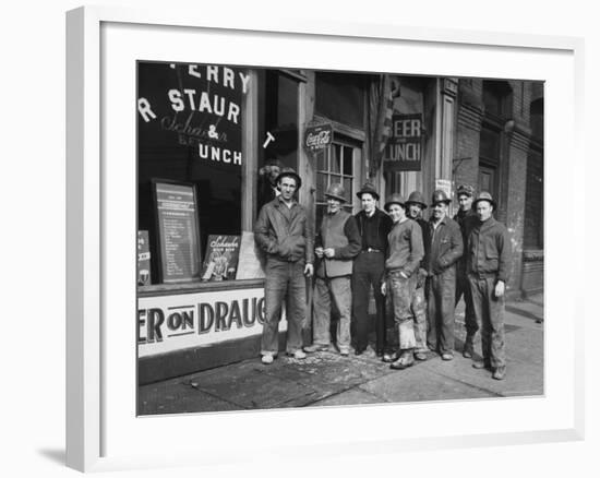 Construction Workers Taking Lunch Break During Construction of Queens Midtown Tunnel, NYC-Carl Mydans-Framed Photographic Print