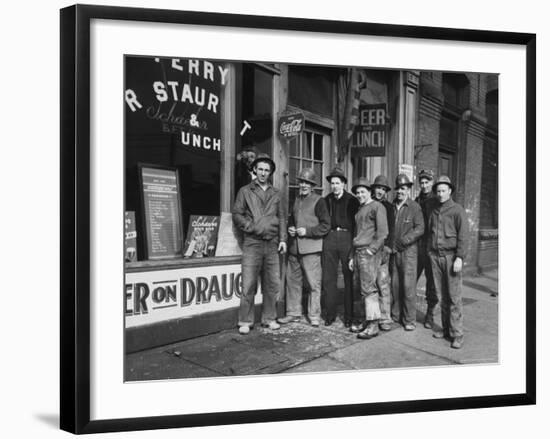 Construction Workers Taking Lunch Break During Construction of Queens Midtown Tunnel, NYC-Carl Mydans-Framed Photographic Print