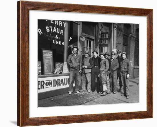 Construction Workers Taking Lunch Break During Construction of Queens Midtown Tunnel, NYC-Carl Mydans-Framed Photographic Print