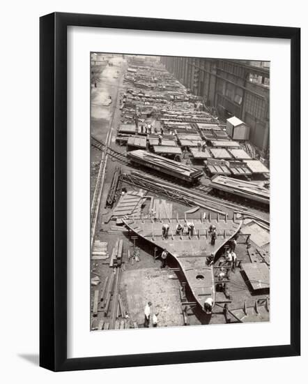Construction Yard of Bethlehem Ship Building Corp. Where Frames and Bulkheads are Preassembled-Margaret Bourke-White-Framed Photographic Print