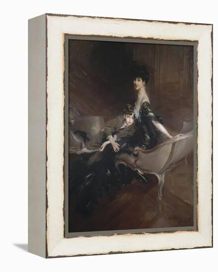 Consuelo Vanderbilt , Duchess of Marlborough, and Her Son, Lord Ivor Spencer-Churchill , 1906-Giovanni Boldini-Framed Premier Image Canvas