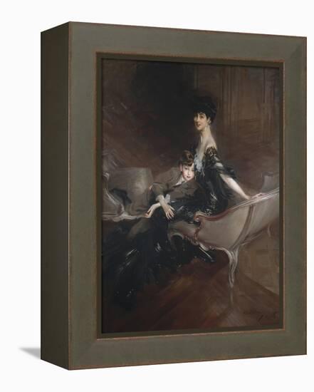 Consuelo Vanderbilt , Duchess of Marlborough, and Her Son, Lord Ivor Spencer-Churchill , 1906-Giovanni Boldini-Framed Premier Image Canvas