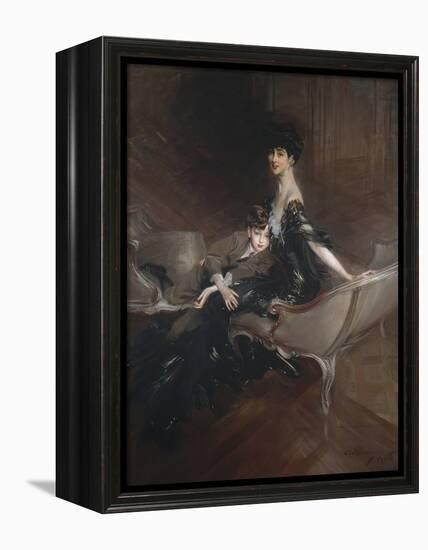 Consuelo Vanderbilt , Duchess of Marlborough, and Her Son, Lord Ivor Spencer-Churchill , 1906-Giovanni Boldini-Framed Premier Image Canvas