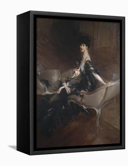 Consuelo Vanderbilt , Duchess of Marlborough, and Her Son, Lord Ivor Spencer-Churchill , 1906-Giovanni Boldini-Framed Premier Image Canvas