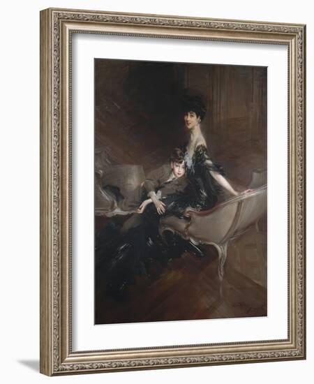 Consuelo Vanderbilt , Duchess of Marlborough, and Her Son, Lord Ivor Spencer-Churchill , 1906-Giovanni Boldini-Framed Giclee Print