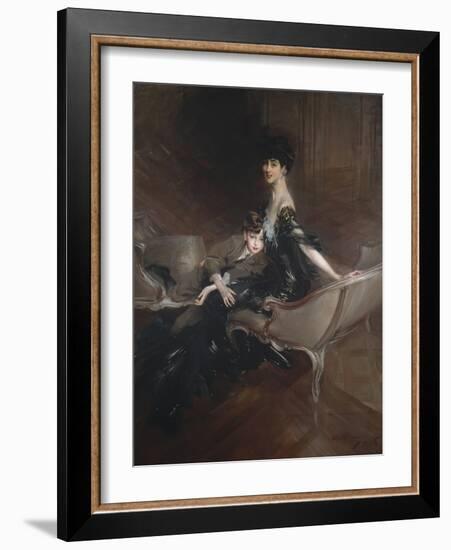 Consuelo Vanderbilt , Duchess of Marlborough, and Her Son, Lord Ivor Spencer-Churchill , 1906-Giovanni Boldini-Framed Giclee Print