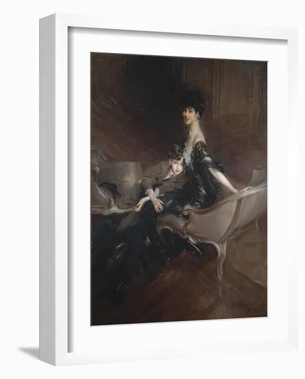 Consuelo Vanderbilt , Duchess of Marlborough, and Her Son, Lord Ivor Spencer-Churchill , 1906-Giovanni Boldini-Framed Giclee Print