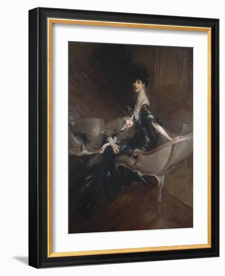 Consuelo Vanderbilt , Duchess of Marlborough, and Her Son, Lord Ivor Spencer-Churchill , 1906-Giovanni Boldini-Framed Giclee Print