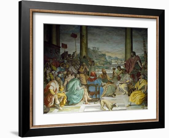 Consul Flaminius Speaking to Council of Achei and Upsets Alliance, 1579-1582-Alessandro Allori-Framed Giclee Print