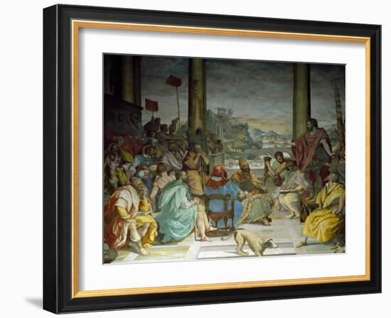 Consul Flaminius Speaking to Council of Achei and Upsets Alliance, 1579-1582-Alessandro Allori-Framed Giclee Print