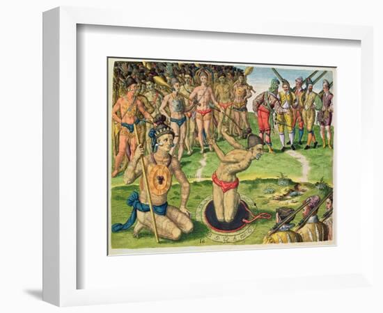 Consulting a Sorcerer, from 'Brevis Narratio..', Engraved by Theodore De Bry-Jacques Le Moyne-Framed Giclee Print