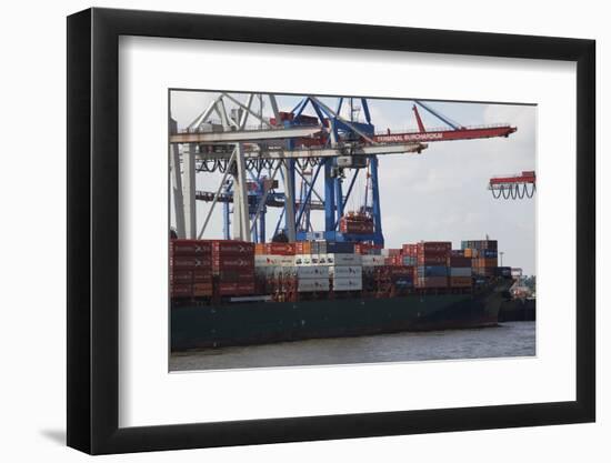 Container Ship and Dock Hamburg, Germany-Dennis Brack-Framed Photographic Print