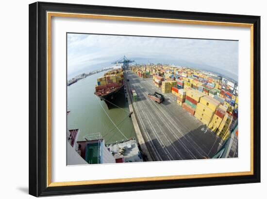 Container Ship And Port-Dr. Juerg Alean-Framed Photographic Print