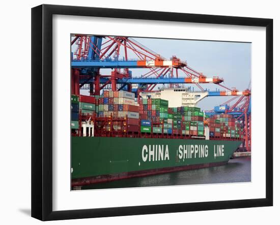 Container Ship at Container Terminal, Hamburg Harbour, Germany, Europe-Hans Peter Merten-Framed Photographic Print