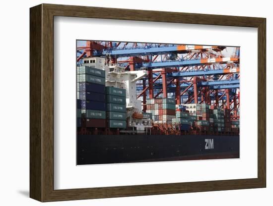 Container Ship in Hamburg, Germany-Dennis Brack-Framed Photographic Print