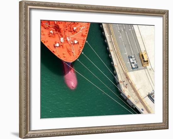 Container Ship, Port Chalmers, Dunedin, South Island, New Zealand-David Wall-Framed Photographic Print