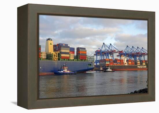 Container terminal Altenwerder, Hamburg, Germany, Europe-Hans-Peter Merten-Framed Premier Image Canvas