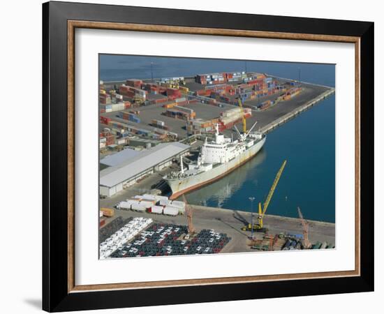 Container Terminal and Cargo Ship, Salerno, Campania, Italy, Mediterranean-Robert Francis-Framed Photographic Print