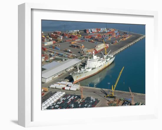 Container Terminal and Cargo Ship, Salerno, Campania, Italy, Mediterranean-Robert Francis-Framed Photographic Print