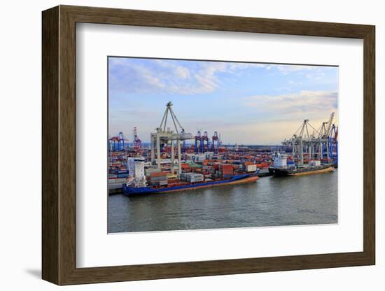 Container Terminal Burchardkai, Harbour of Hamburg, Germany, Europe-Hans-Peter Merten-Framed Photographic Print