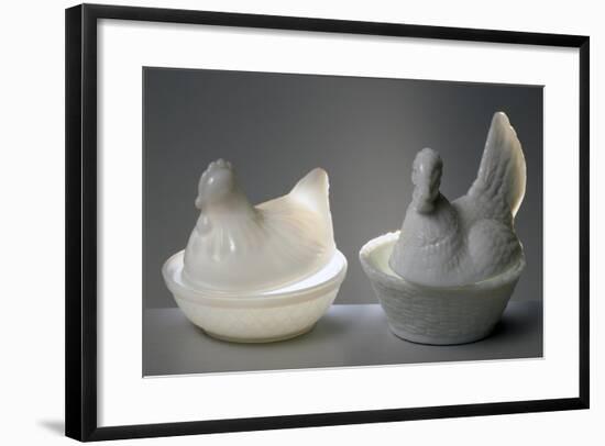 Containers in Shape of Chickens, 1860, Opaline Glass-null-Framed Giclee Print