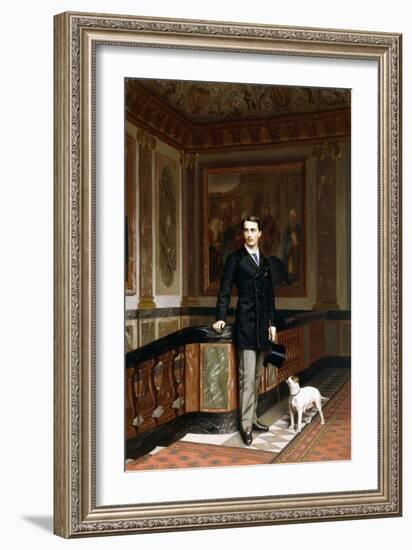 Conte De La Rouchefoucauld Duc De Doudeauville with His Terrier, C.1870S-Jean Leon Gerome-Framed Giclee Print