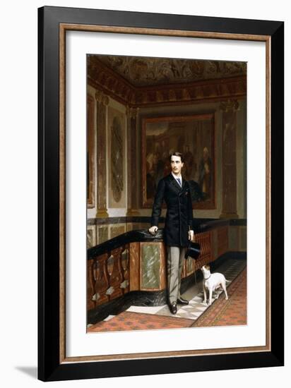 Conte De La Rouchefoucauld Duc De Doudeauville with His Terrier, C.1870S-Jean Leon Gerome-Framed Giclee Print
