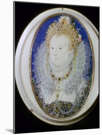 Contemporary miniature portrait of Elizabeth I of England. Artist: Nicholas Hilliard-Nicholas Hilliard-Mounted Giclee Print