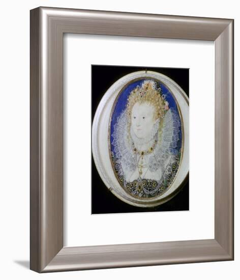 Contemporary miniature portrait of Elizabeth I of England. Artist: Nicholas Hilliard-Nicholas Hilliard-Framed Giclee Print