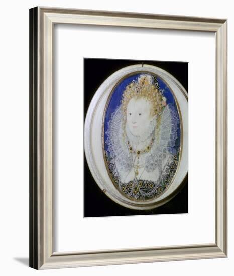 Contemporary miniature portrait of Elizabeth I of England. Artist: Nicholas Hilliard-Nicholas Hilliard-Framed Giclee Print