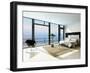 Contemporary Modern Sunny Bedroom Interior with Huge Windows-PlusONE-Framed Photographic Print