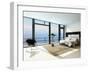Contemporary Modern Sunny Bedroom Interior with Huge Windows-PlusONE-Framed Photographic Print