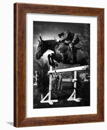 Contestant Jumping at the National Horse Show at Madison Square Garden-Gjon Mili-Framed Photographic Print