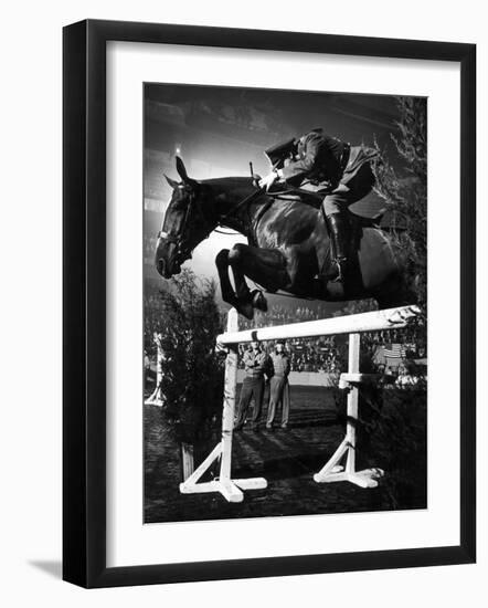 Contestant Jumping at the National Horse Show at Madison Square Garden-Gjon Mili-Framed Photographic Print