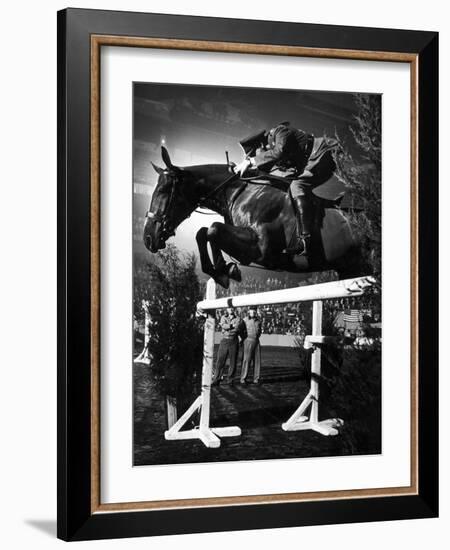 Contestant Jumping at the National Horse Show at Madison Square Garden-Gjon Mili-Framed Photographic Print