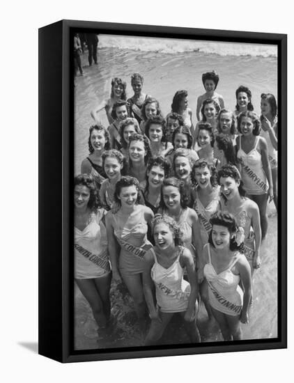 Contestants at the Atlantic City Beauty Contest-Peter Stackpole-Framed Premier Image Canvas