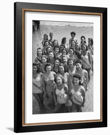 Contestants at the Atlantic City Beauty Contest-Peter Stackpole-Framed Photographic Print