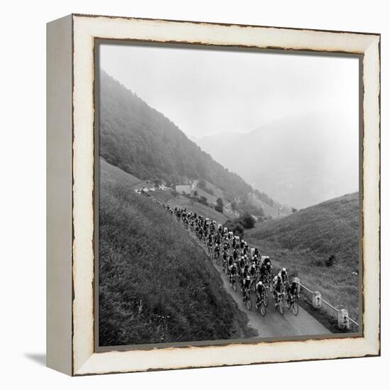 Contestants in the Grueling Tour De France are Seen on Their Way to the Mente Pass-null-Framed Premier Image Canvas