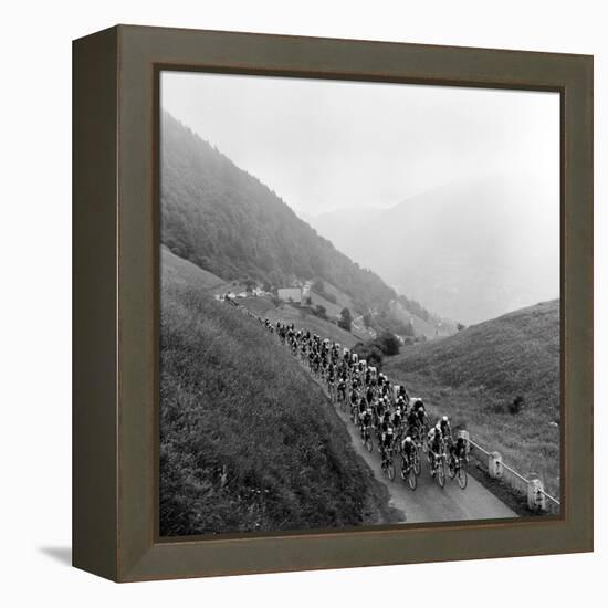 Contestants in the Grueling Tour De France are Seen on Their Way to the Mente Pass-null-Framed Premier Image Canvas